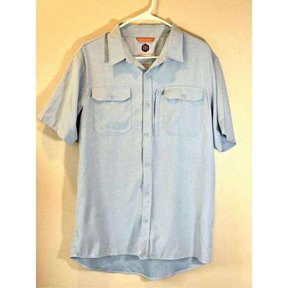 Mountain and Isles Outdoor Adventure Mens Button Down Short Sleeve Shirt Medium - Picture 1 of 8